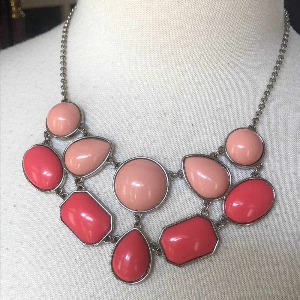 Elegant Pink and Coral Statement Necklace